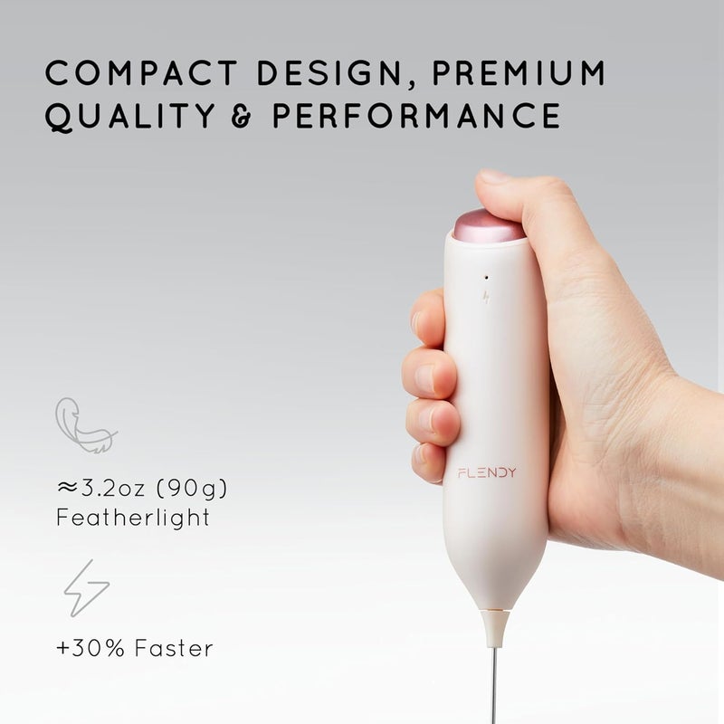Flendy Rechargeable Milk Frother Handheld, Coffee Frother Handheld with USB-C Charging Stand, Electric Drink Mixer Handheld, Mini Electric Whisk Frother for Coffee, Matcha, etc - Image 2